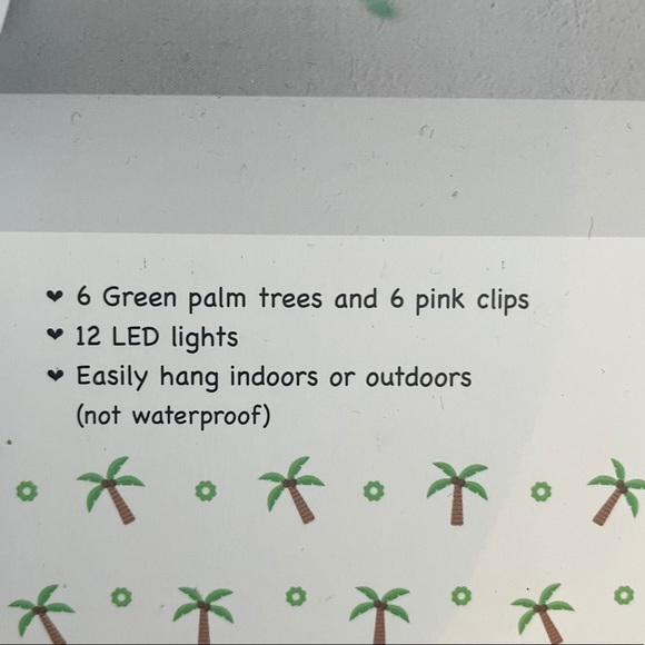 NWT sets of LED palm tree string light sets 2 total green pink indoor outdoor - Picture 7 of 8